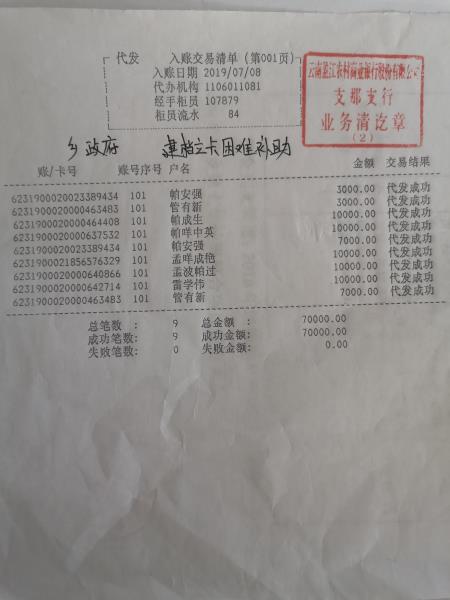 资金发放银行流水